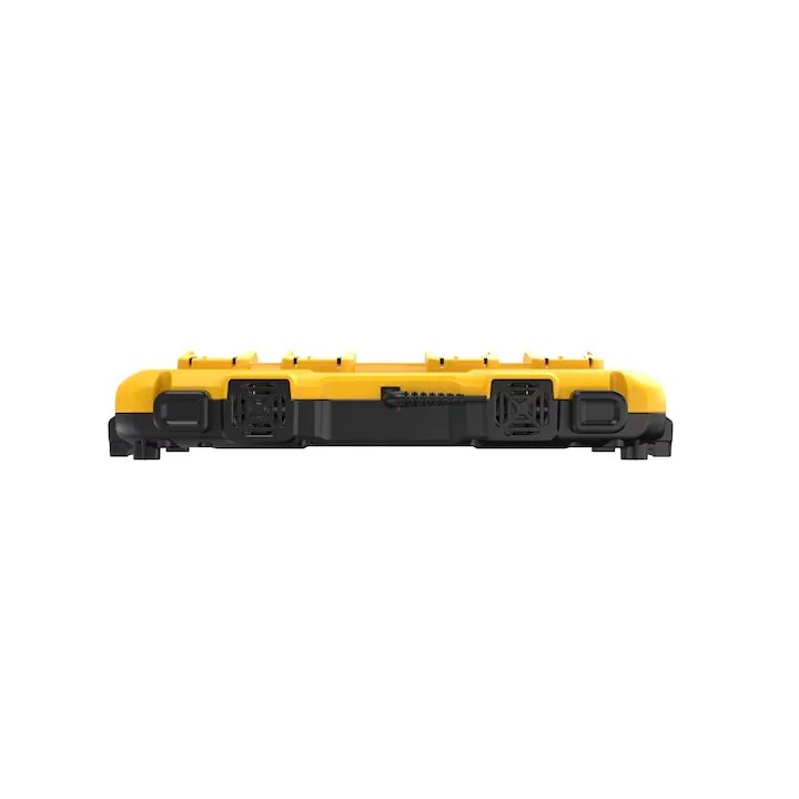 Caricabatterie DEWALT DCB104‑QW montato su superficie, vista laterale