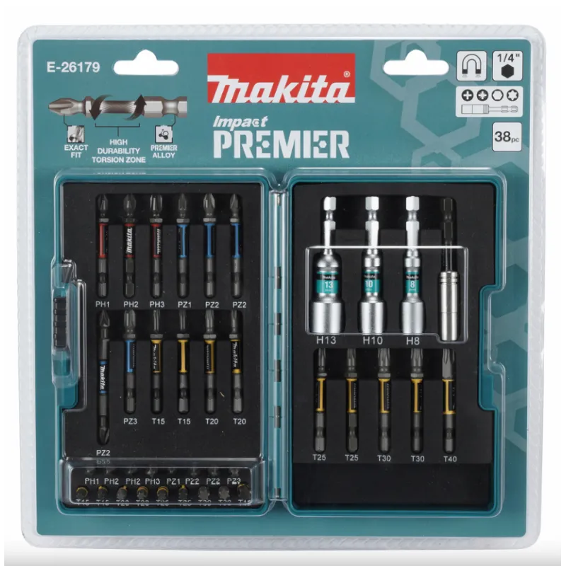 Makita Box Impact Premier inserti C & E-Form 38pz