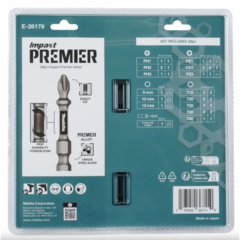 Inserts Makita Box Impact Premier C & E-Form 38 pièces