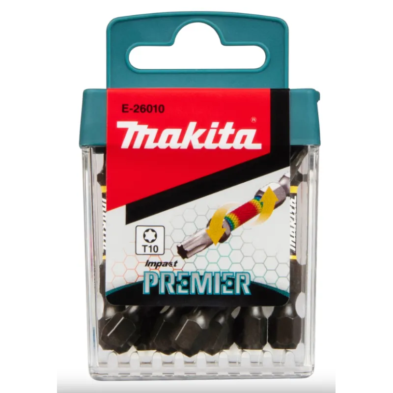 Boîte d'embouts de tournevis Makita E-Form Impact Premier - T10