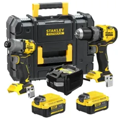 Stanley Kit Trapano Avvitatore 18V + Avvitatore Impulsi in valigetta - 2 x 4Ah