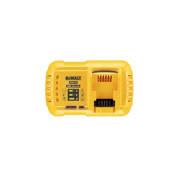 DEWALT chargeur DCB118-QW 8A vue latérale avec LED