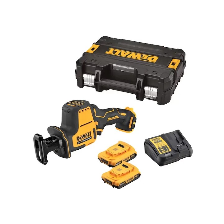 Profilo compatto della sega DEWALT DCS312D2-QW con motore centrale