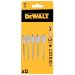Jeu de 5 forets à drapeau Dewalt - Tailles : 14-18-22-25-32 mm