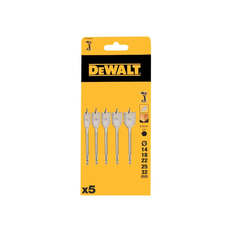 Dewalt SET 5 PUNTE A BANDIERA Misure: 14-18-22-25-32 mm