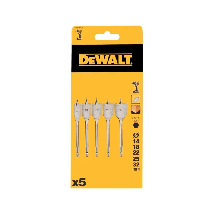 Dewalt SET 5 PUNTE A BANDIERA Misure: 14-18-22-25-32 mm