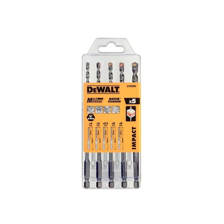 Dewalt Codolo esagonale - Multi materiale - Set di foratura da 5 pezzi