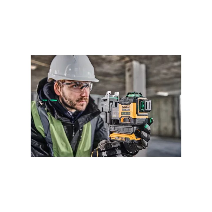 DEWALT DCLE34031N-XJ vue latérale avec lignes à 360°