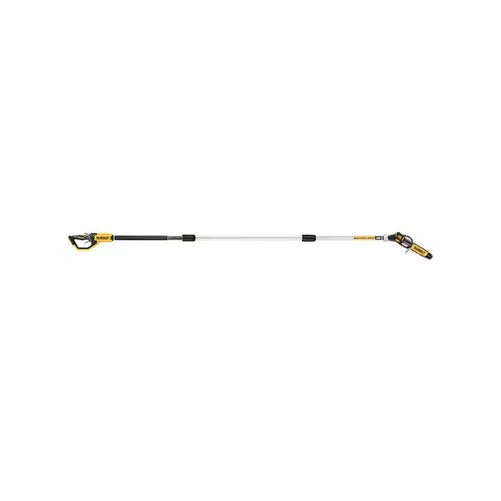 Dettaglio testa inclinabile e barra guida 20 cm del potatore DEWALT