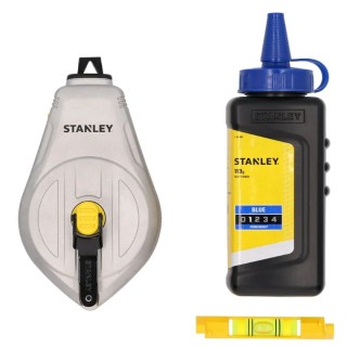 Kit de fil à plomb Stanley 30 m en aluminium bleu avec niveau