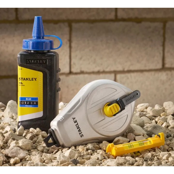 Stanley Kit Di Filo A Piombo Blu In Alluminio   Da 30 m Con Livella