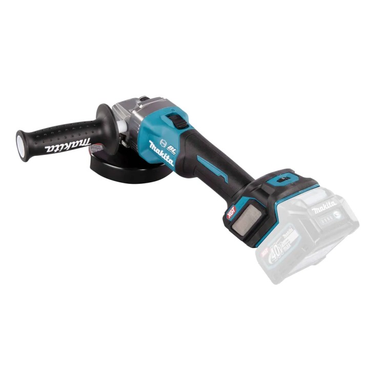 Vista frontale della smerigliatrice Makita GA023GZ01 con protezione disco