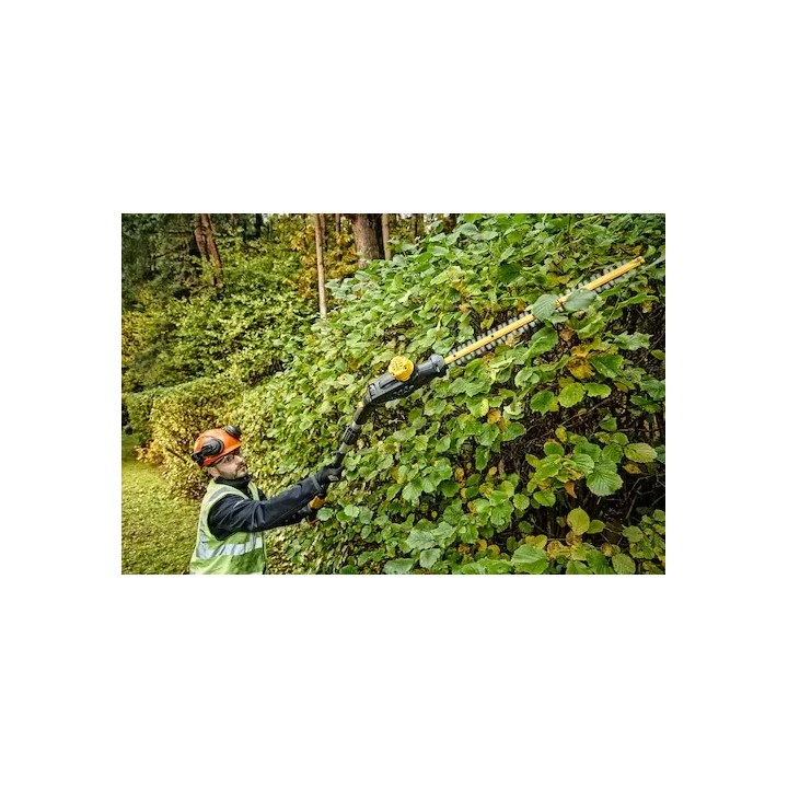 DEWALT tagliasiepi vista completa con perche verticale estesa fino a 3,35 m