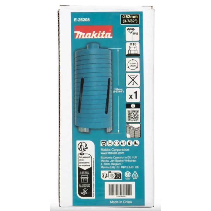 Corona diamantata MAKITA E-25208 vista laterale Ø82 mm