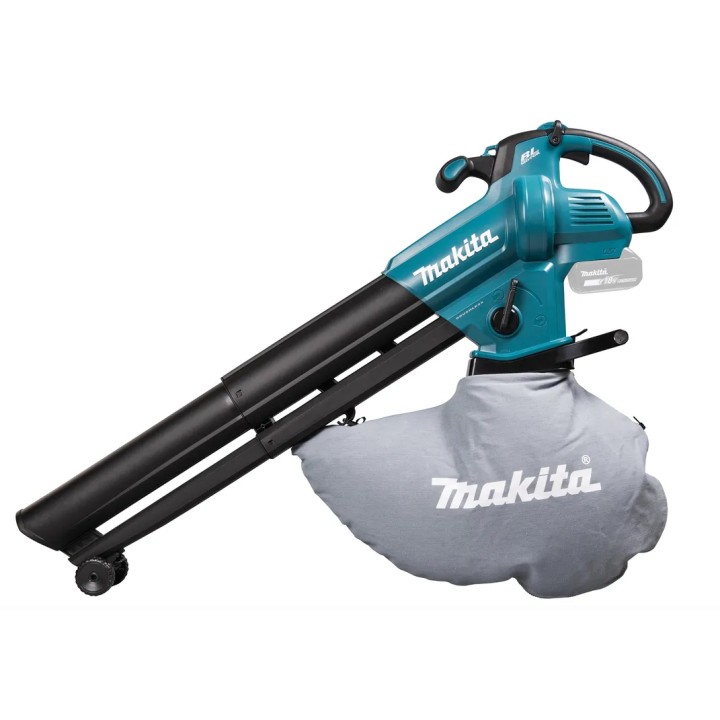 Souffleur MAKITA DUB187Z en action sur des feuilles sèches