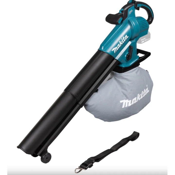 Image du souffleur/aspirateur MAKITA DUB187Z en utilisation sur gazon