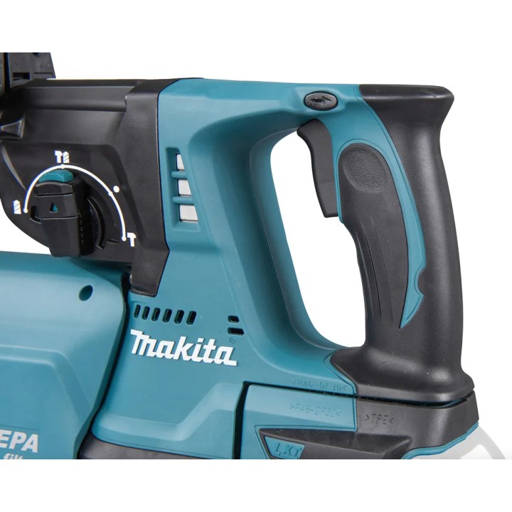 Détail du sélecteur de fonction et orientation du burin Makita DHR242ZJ