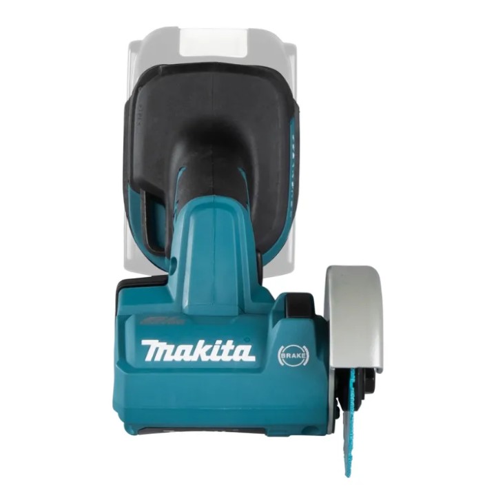 MAKITA DMC300ZJ gros plan sur le blocage du disque et l'arbre