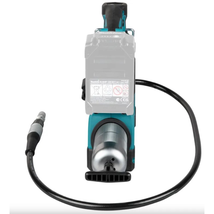 Makita GP001G vista frontale con beccuccio e tubo flessibile