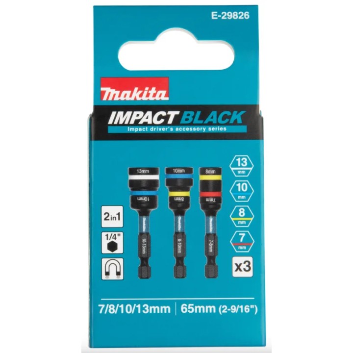 Coffret de 3 douilles à chocs Makita 2 en 1 (finition noire) – Profil E-Form