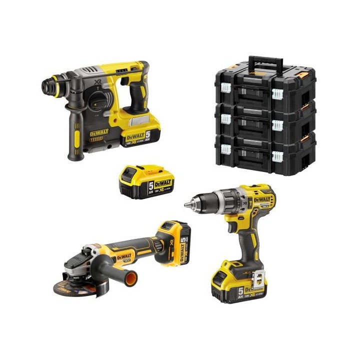 Kit de walt dck353p4t-it 18v tassellatore sds+ trapano a percussione - smerigliatrice 125mm 4 batterie 5 ah