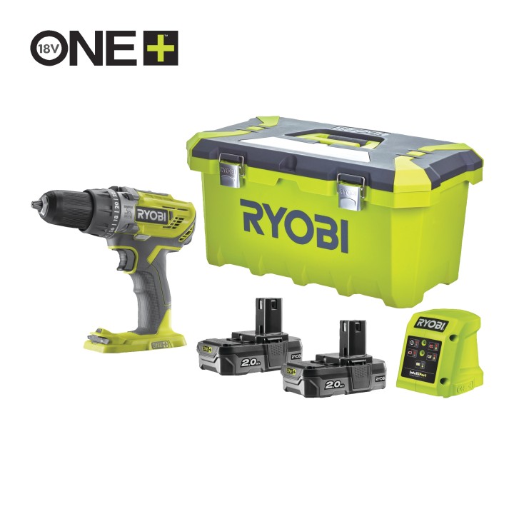 Trapano avvitatore a percussione RYOBI 18V con impugnatura ergonomica e mandrino 13 mm