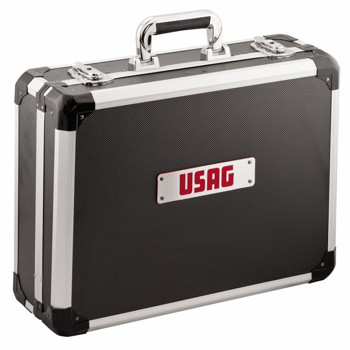 Intérieur de la valise USAG avec panneaux et mousse façonnée contenant outils