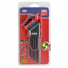 Jeu de 9 clés mâles hexagonales longues rotule sphérique usag