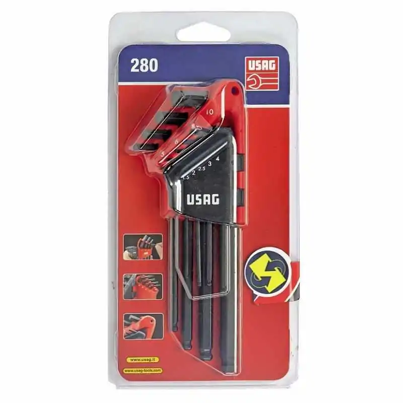 Serie di 9 chiavi maschio esagonale lunghe testa sferica usag