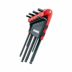 Jeu de 9 clés mâles hexagonales longues rotule sphérique usag