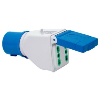 Adattatore industriale con sportellino fanton spina 2p+t 16a 220v cee - prese 2p+t 10/16a 250v