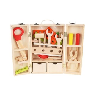 Set gioco scatola con set di attrezzi in legno per bambini