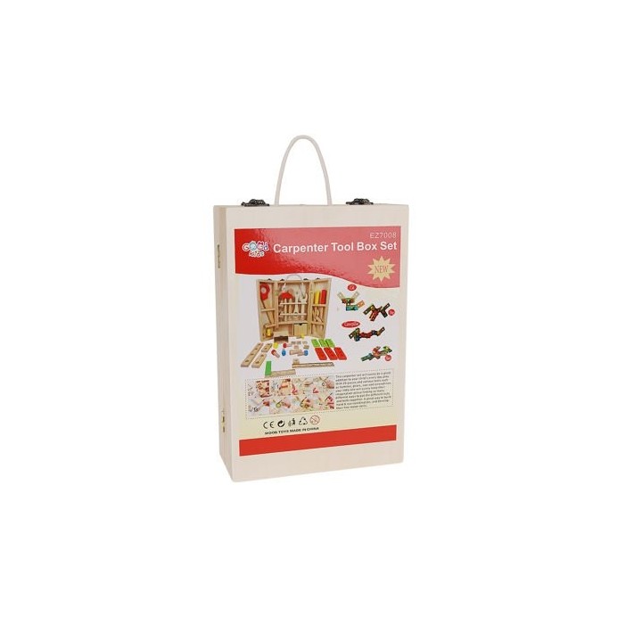 Set gioco scatola con set di attrezzi in legno per bambini