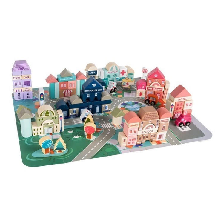 Blocchi di legno - città gioco bambini