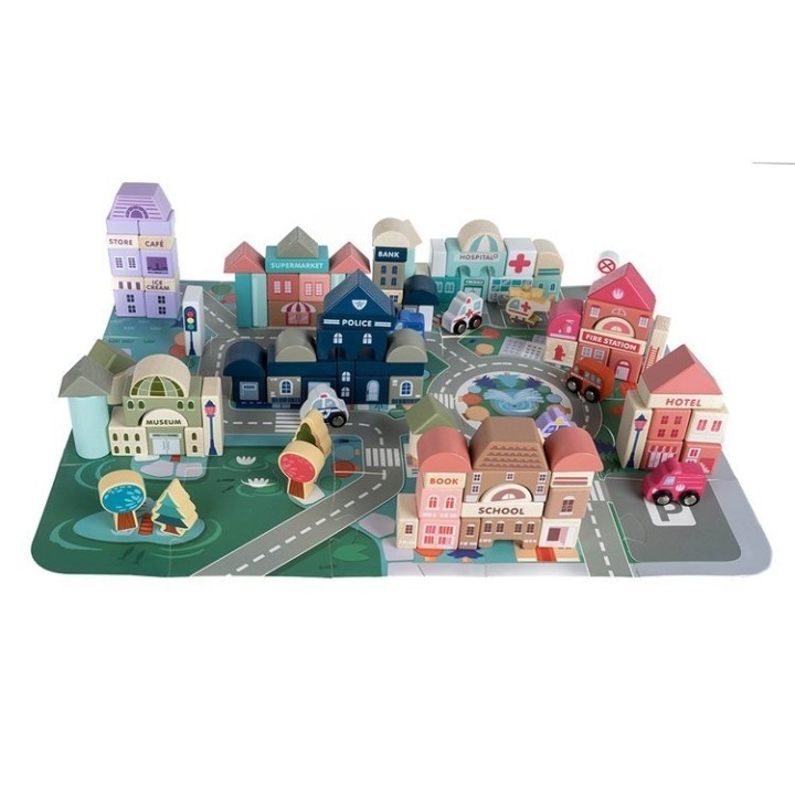 Blocchi di legno - città gioco bambini