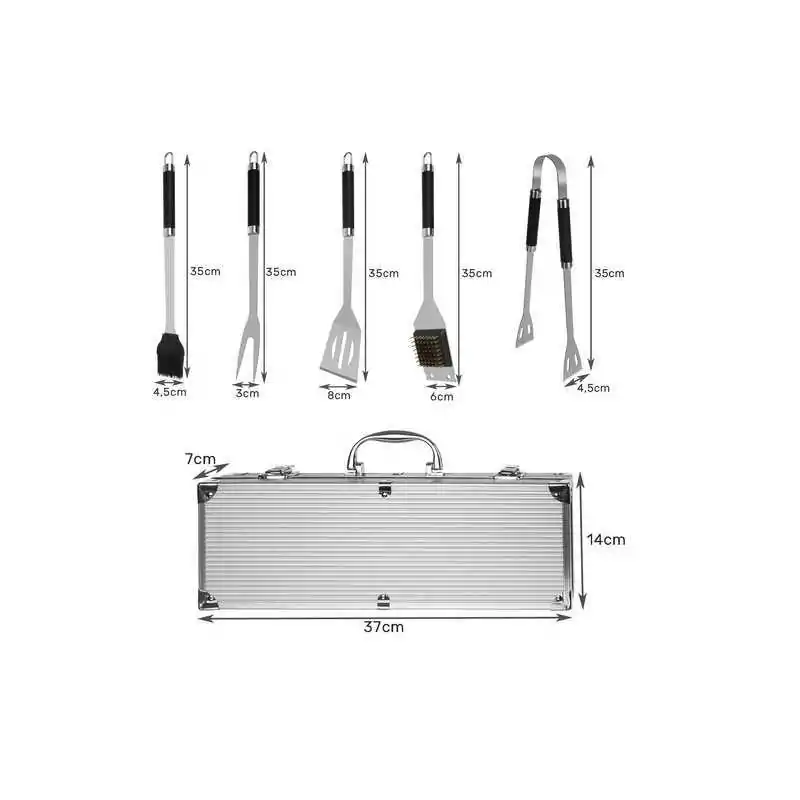 Utensili da barbecue - set di 5 accessori + valigetta