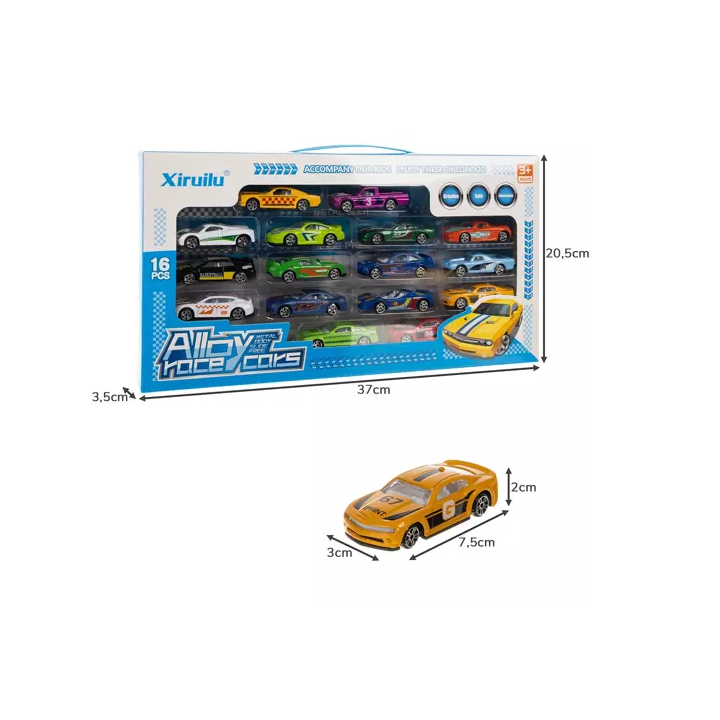 Boîte coffret 16 voitures KRUZZEL échelle 1:64 couleurs assorties