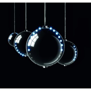SET 4 SFERE SNOWFALL VIOLA, D.80MM., 2 LINEE, 96 LED BIANCHI, TOT. MT.1.20, X INT.