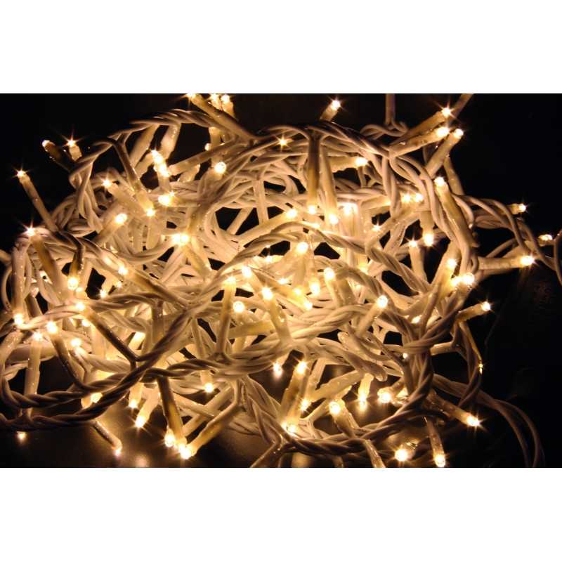 180 LED BIANCO CALDO C/CAVO BIANCO E GIOCHI L., CAVO ALIM. MT.1,5 - CAVO LUCI MT.5