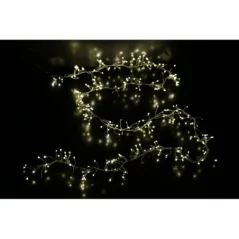 CLUSTER SU FILO DI RAME CON 300 GOCCE DI LED BIANCO CALDO (TRIPLO LED), 2 MT., GIOCHI DI LUCE AUTOMATICI, CON TRASF. IP20