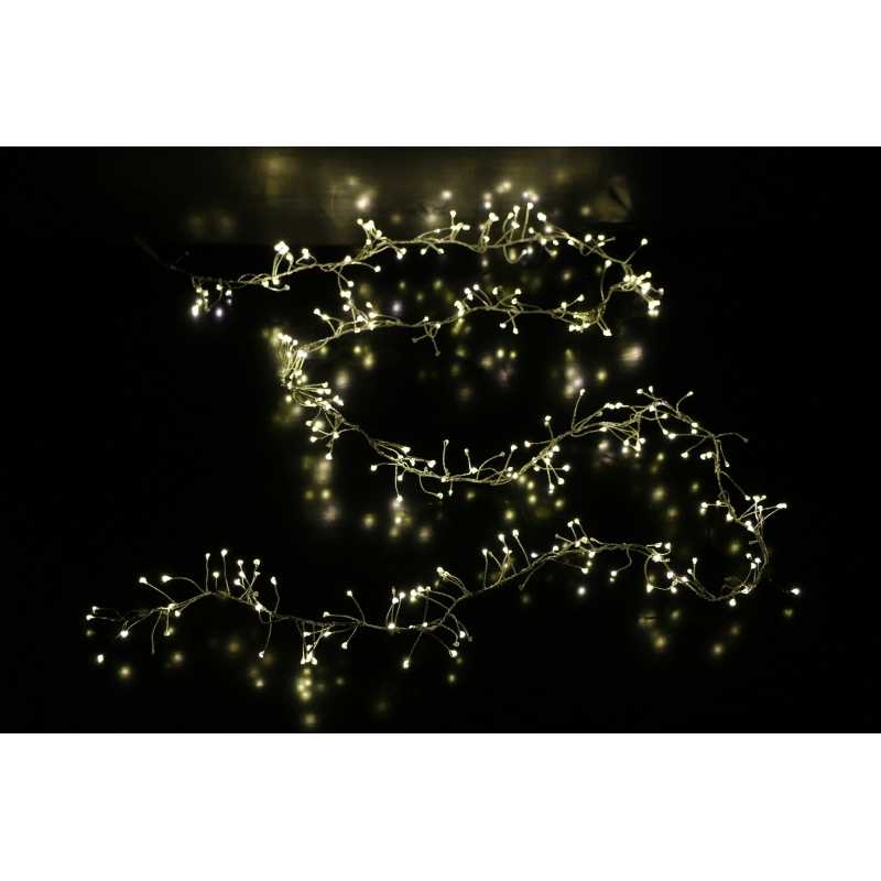 CLUSTER SU FILO DI RAME CON 300 GOCCE DI LED BIANCO CALDO (TRIPLO LED), 2 MT., GIOCHI DI LUCE AUTOMATICI, CON TRASF. IP20 CLUSTER SU FILO DI RAME CON 300 GOCCE DI LED BIANCO CALDO (TRIPLO LED), 2 MT., GIOCHI DI LUCE AUTOMATICI, CON TRASF. IP20