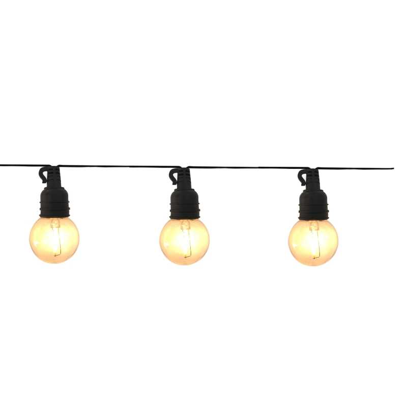 10 LAMPADINE G50 CON FILAMENTO LED BIANCO CALDO, 5 M, PROLUNG. , C/TRASF IP44 10 LAMPADINE G50 CON FILAMENTO LED BIANCO CALDO, 5 M, PROLUNG. , C/TRASF IP44