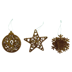 ADDOBBO 3D GLITTER ORO 10-12CM, MOD. ASS.