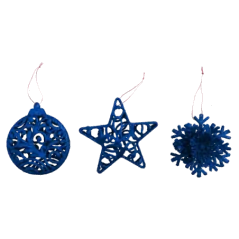 ADDOBBO 3D GLITTER BLU 10-12CM, MOD. ASS.