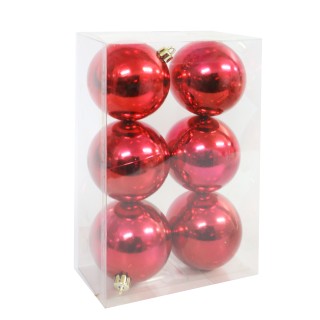 6 SFERE PLASTICA PLASTICA D.80 IN SCAT. ROSSO LISCE