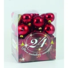 24 SFERE PLASTICA ASS. ROSSE IN SCAT. ACETATO: 4 DIAM.70, 4 DIAM.60, 8 DIAM.50, 8 DIAM.40