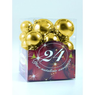 24 SFERE PLASTICA ASS. ORO IN SCAT. ACETATO: 4 DIAM.70, 4 DIAM.60, 8 DIAM.50, 8 DIAM.40