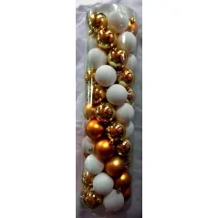 CIL. 55 SFERE PLASTICA D.50, ORO/BIANCO,MET. MAT. GLITTER