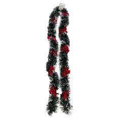 FILO INZEPPATO VERDE CON PUNTE IMBIANCATE E FIOCCHI ROSSI D. 100 MM, LUNGH. 2 M