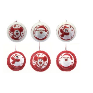 SFERA "CRYSTAL CHIC" BIANCO/ROSSA 8 CM CON DECORO PATCH IN STOFFA, MOD. ASS.